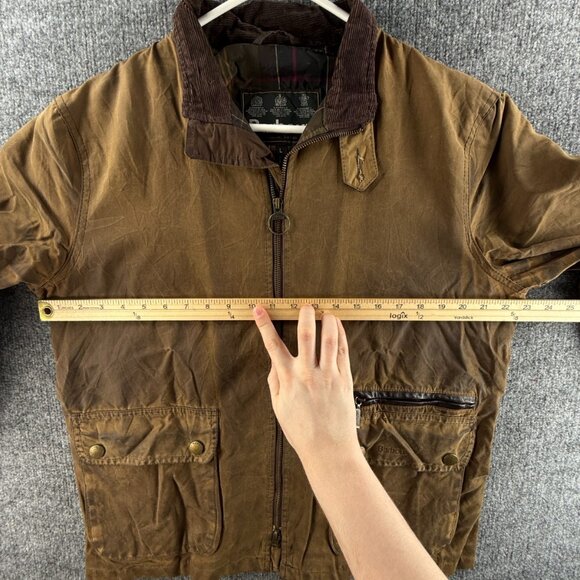 Barbour Nixon Large Waxed Jacket Men Full Zip Brown Classic Tartan Brown Adult - Picture 6 of 16